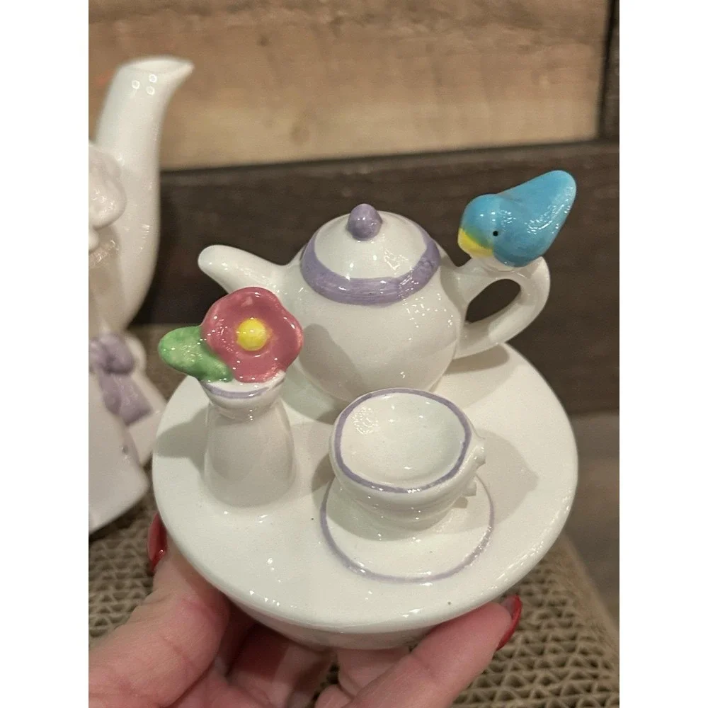 Teleflora Lavender‎ Polka Dots & Bows Princess Tea Party Teapot
